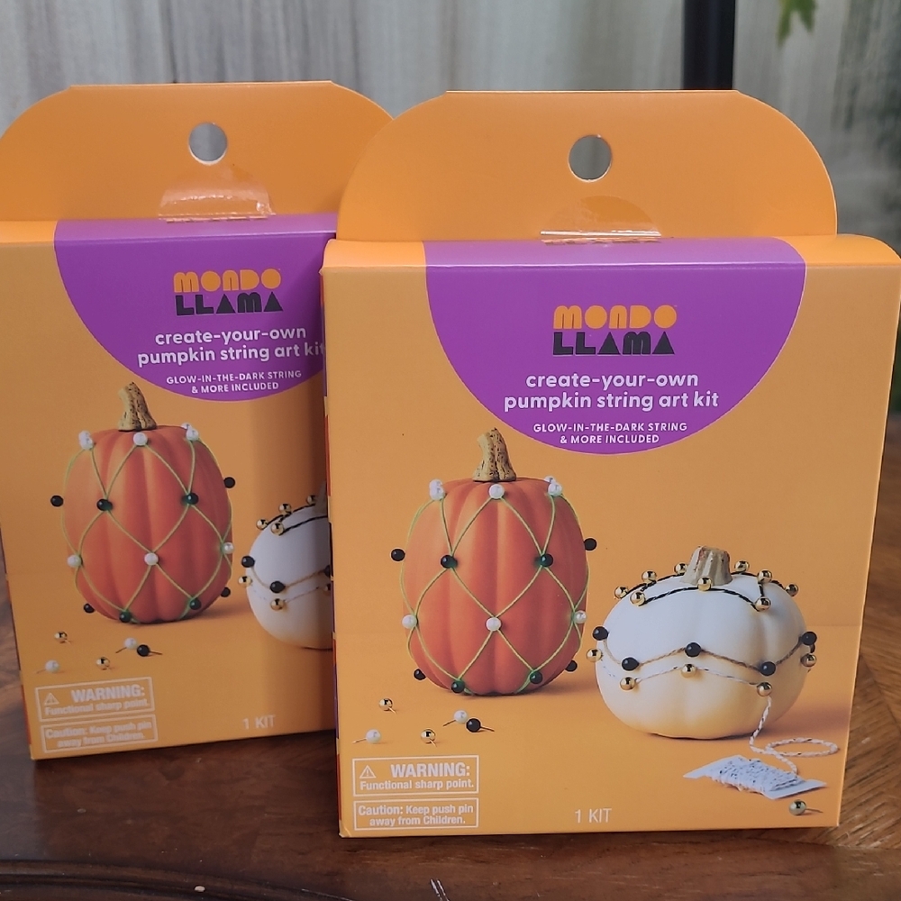 New! Set of 2 Mondo Llama Pumpkin String Art DIY Craft Kits